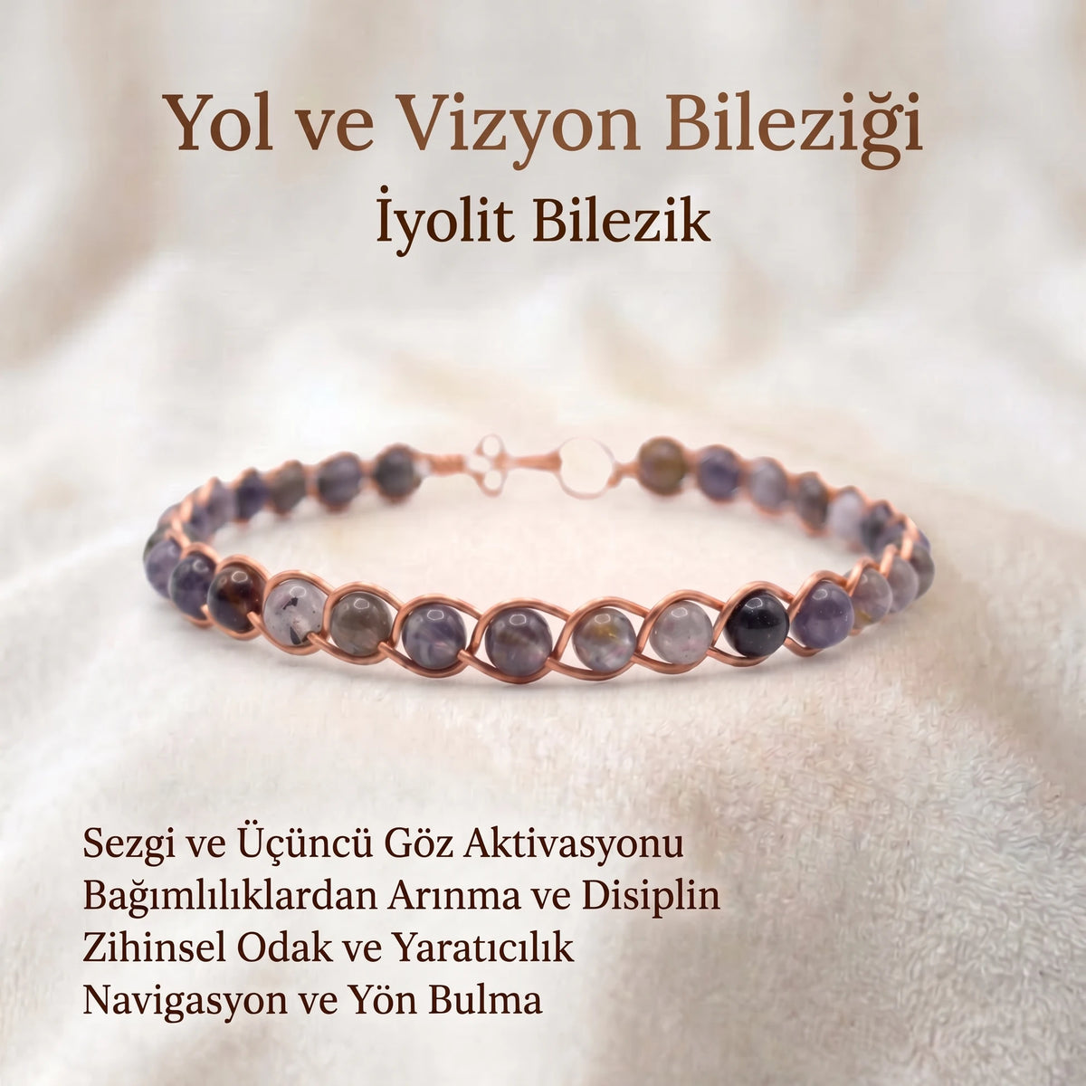 Örgü Model İyolit (Su Safiri) Bilezik