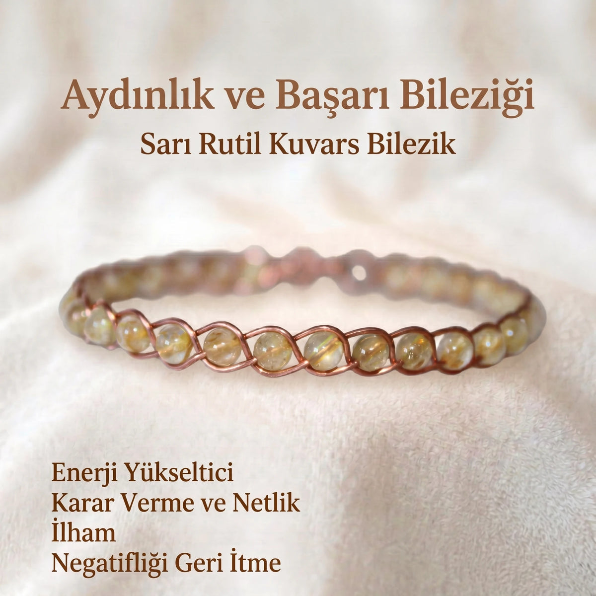Örgü Model Sarı Rutil Kuvars Oval Bilezik