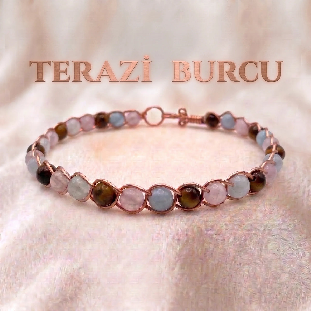 ♎ Saf Bakır Terazi Burcu Doğaltaş Bilezik