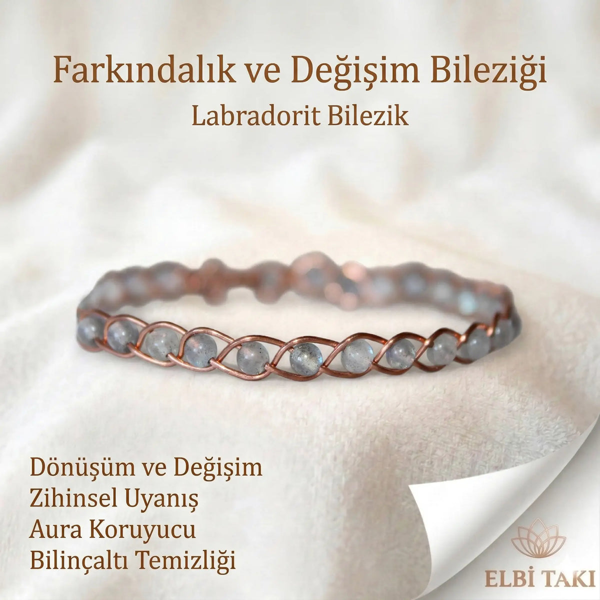 Örgü Model Labradorit Oval Bilezik
