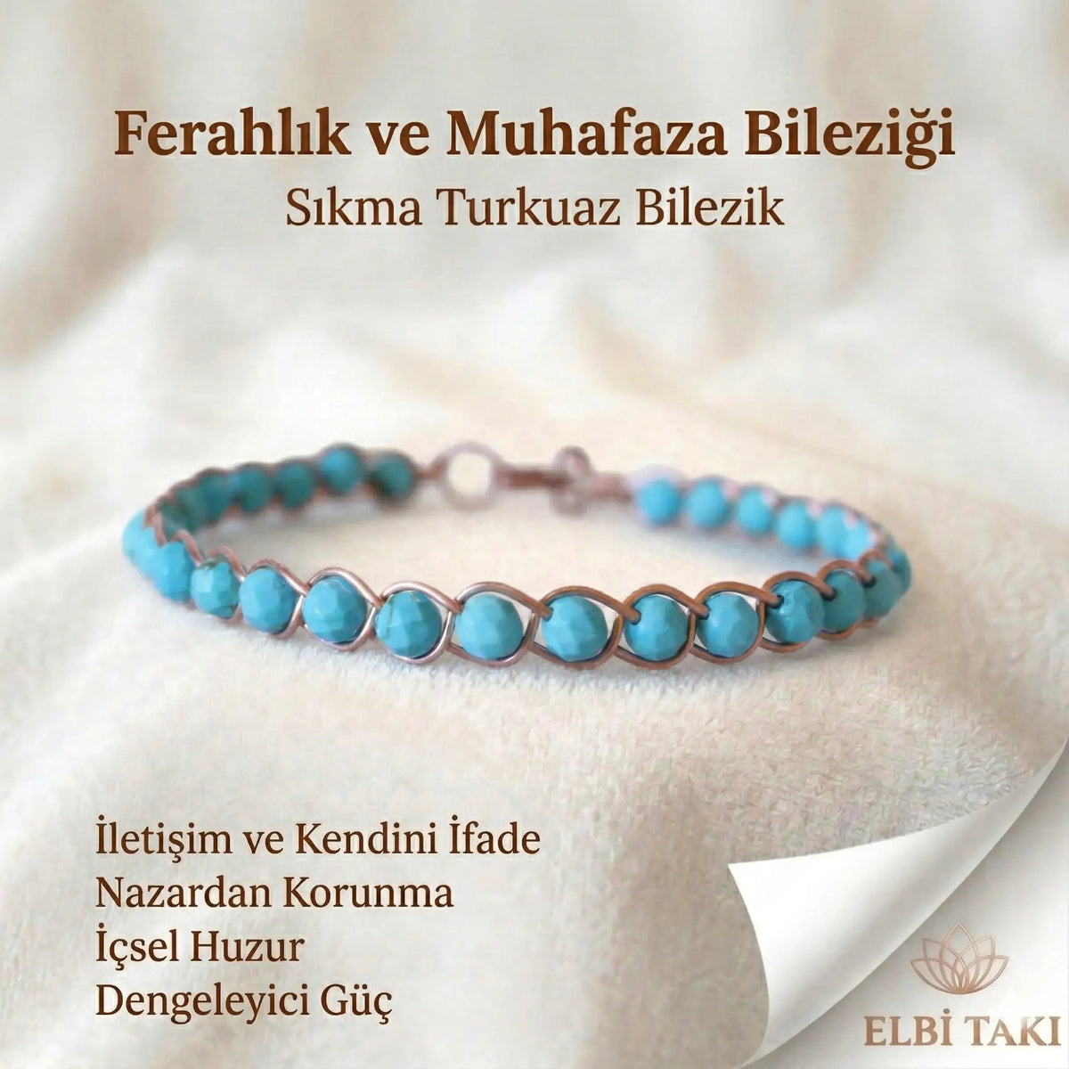 Örgü Model Sıkma Turkuaz Bilezik