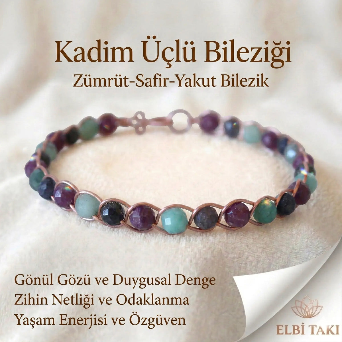 Örgü Model Zümrüt Safir Yakut Bilezik