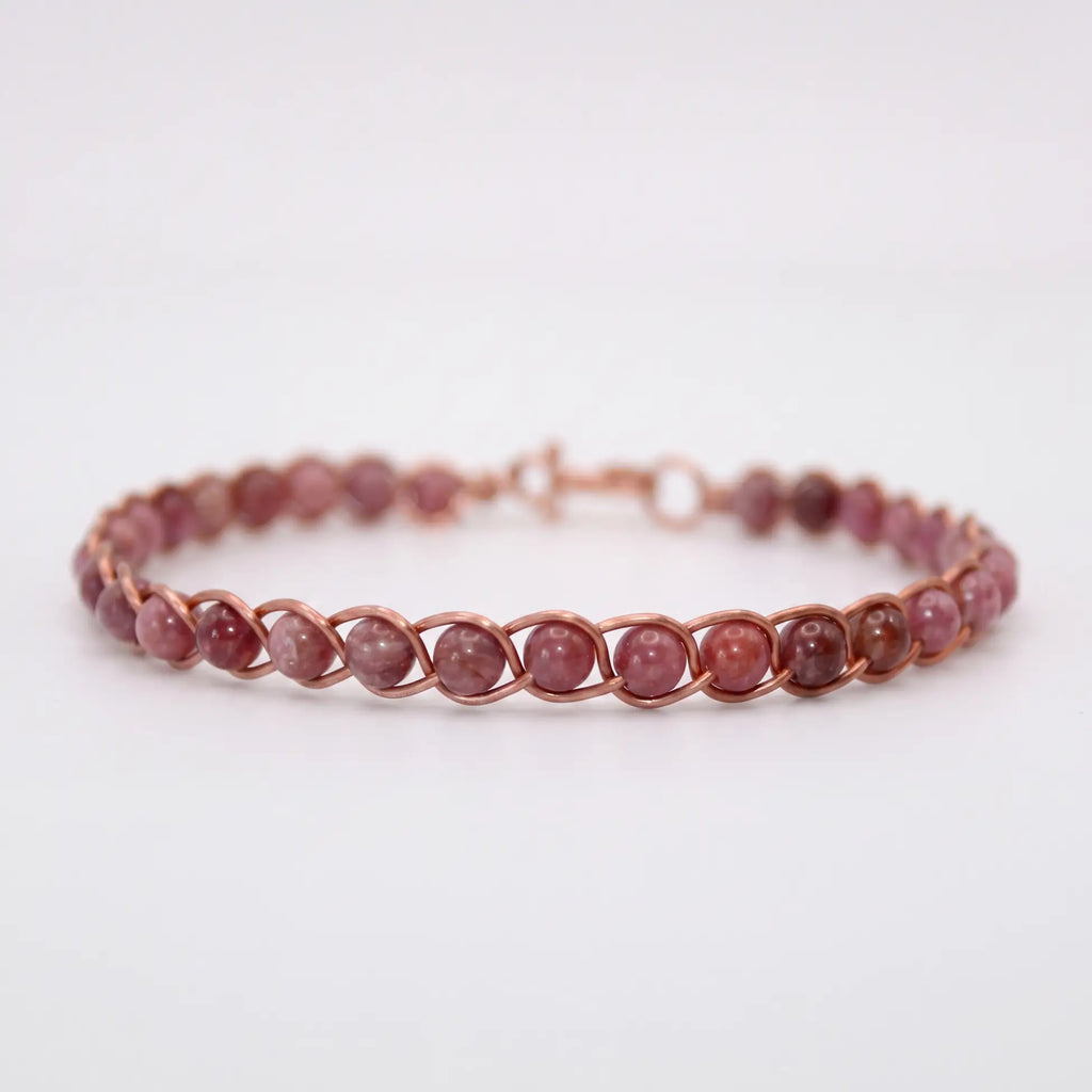 Örgü Model Pembe Turmalin Oval Bilezik