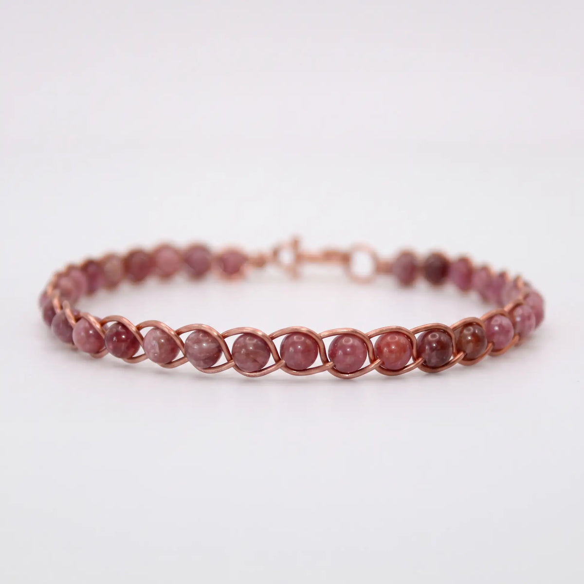 Örgü Model Pembe Turmalin Oval Bilezik