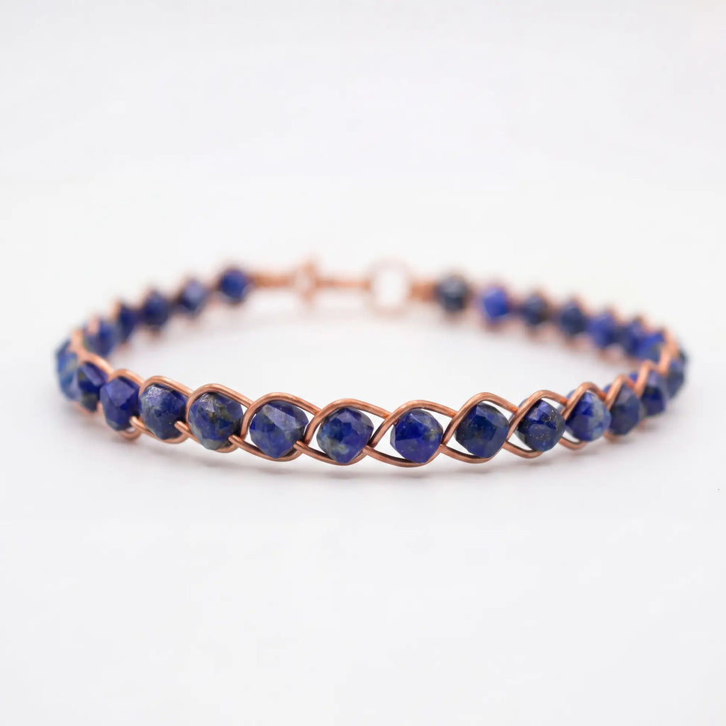 Örgü Model Lapis Lazuli Küp Kesim Bilezik