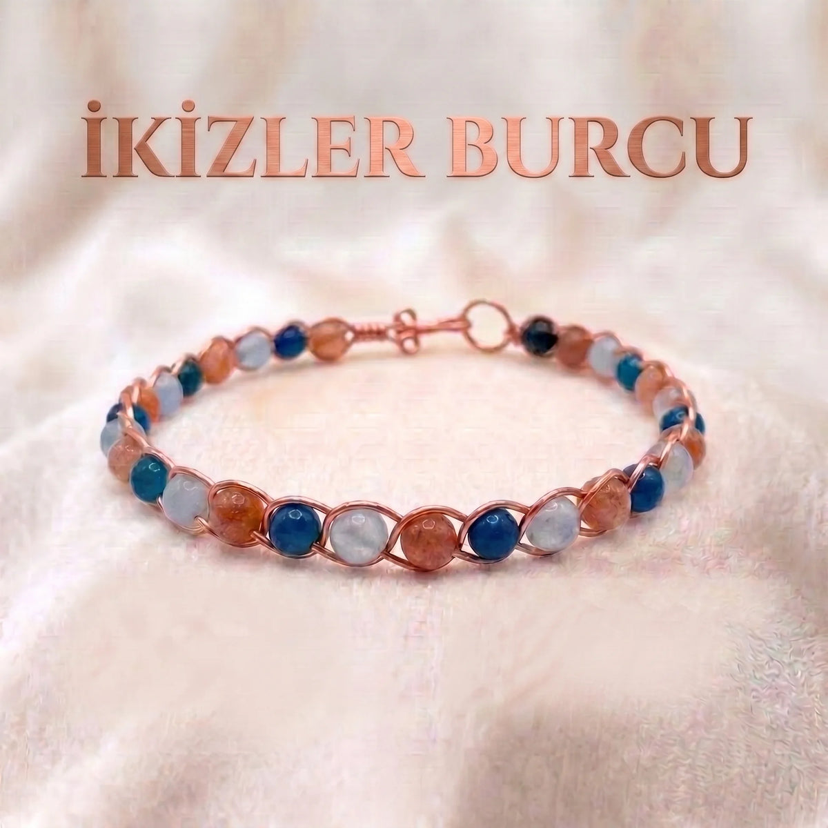 ♊ Saf Bakır İkizler Burcu Doğaltaş Bilezik