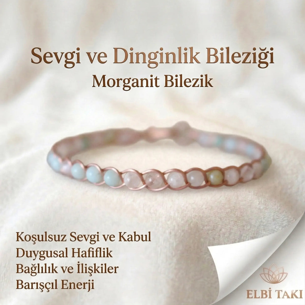 Örgü Model Morganit Oval Bilezik