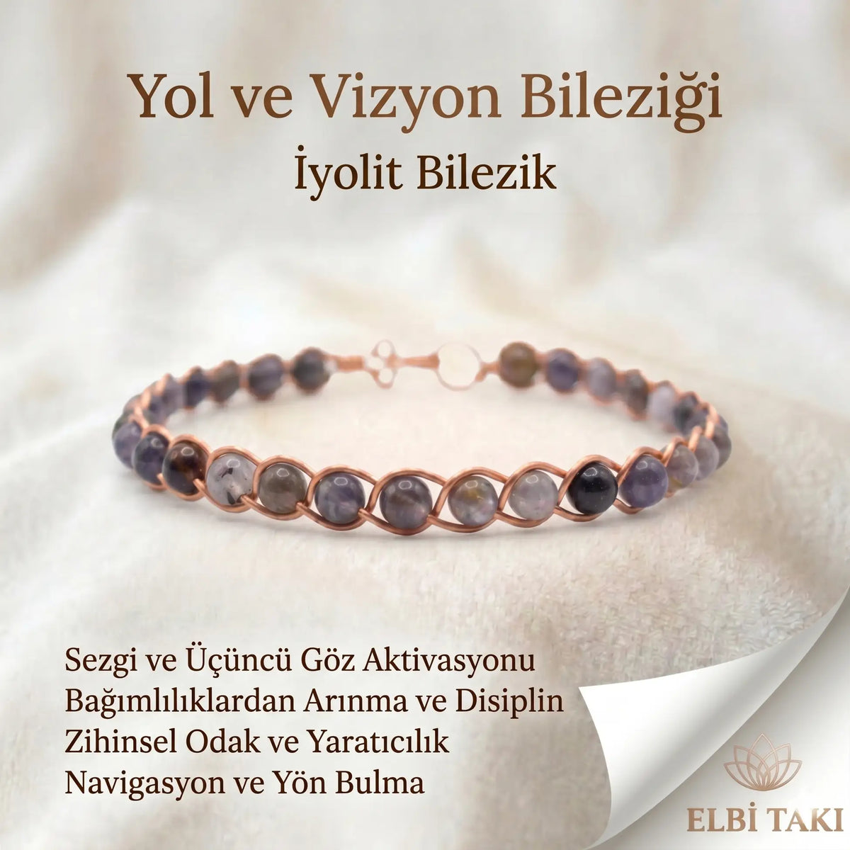 Örgü Model İyolit (Su Safiri) Bilezik