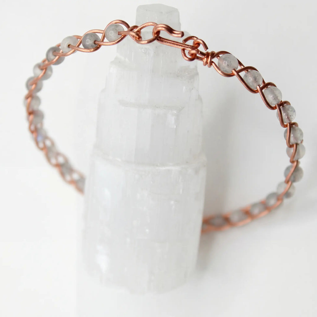 Örgü Model Labradorit Oval Bilezik