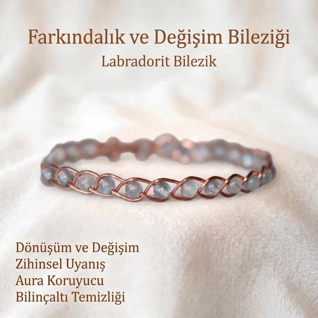 Örgü Model Labradorit Oval Bilezik