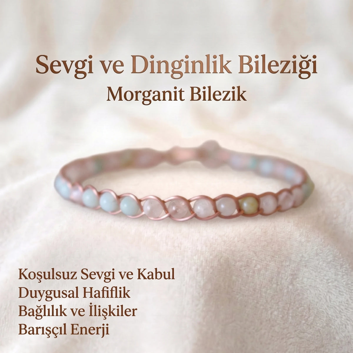 Örgü Model Morganit Oval Bilezik