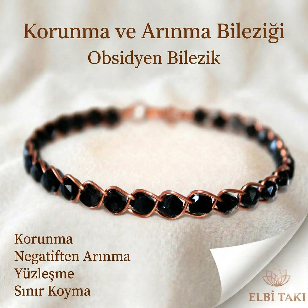 Örgü Model Obsidyen Küp Bilezik