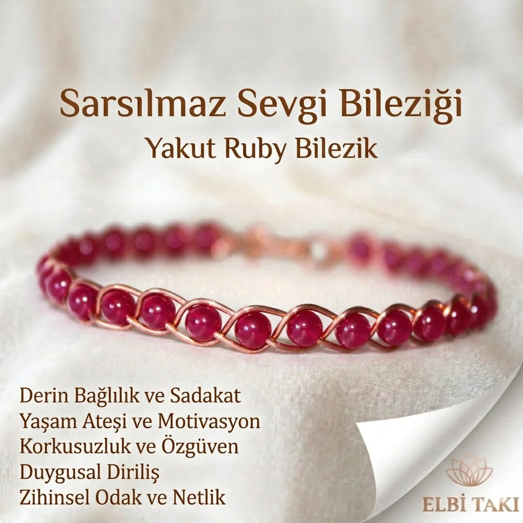 Örgü Model Yakut Ruby Oval Bilezik