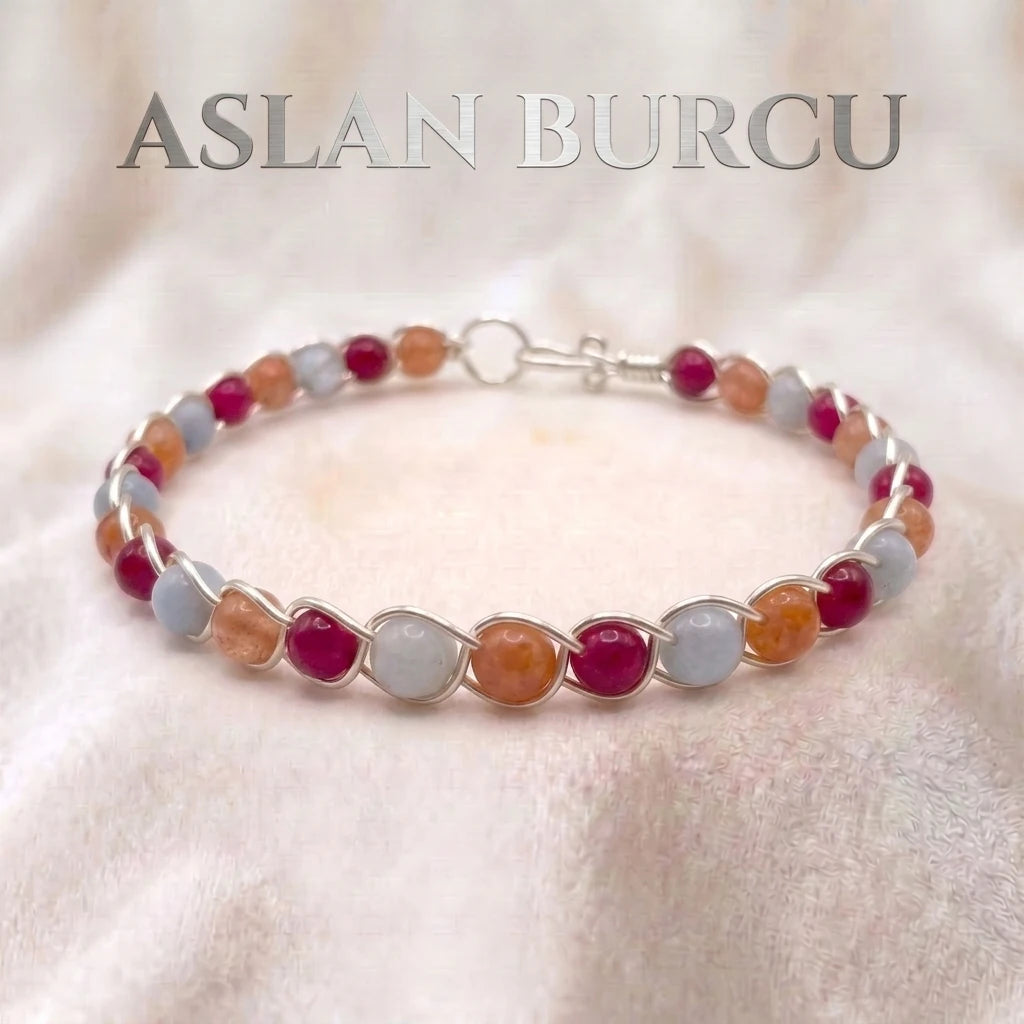 ♌ 925 Ayar Gümüş Aslan Burcu Doğaltaş Bilezik
