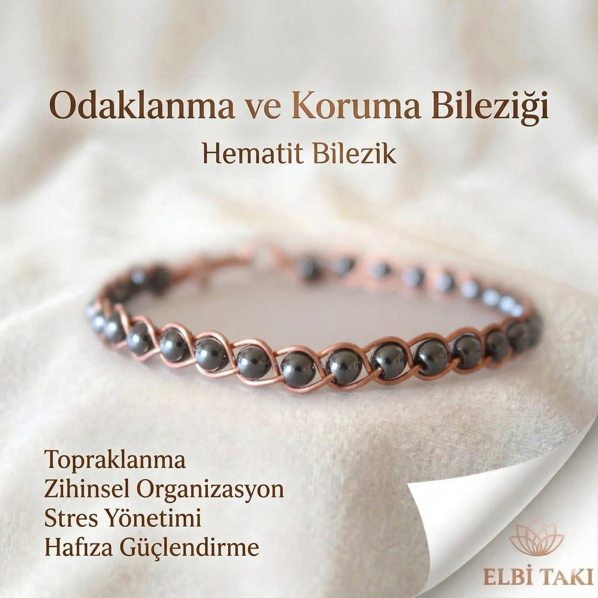 Örgü Model Hematit Odak Bilezik