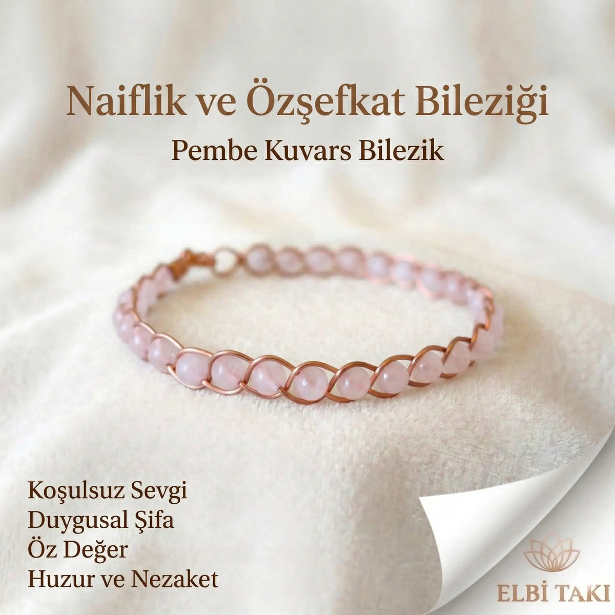 Örgü Model Pembe Kuvars Bilezik