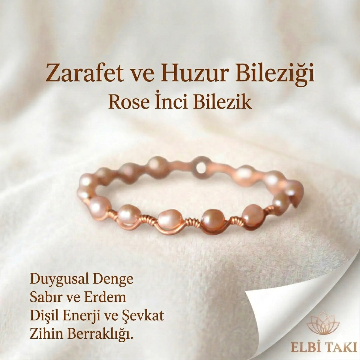 Dalga Model İnci Rose Bilezik