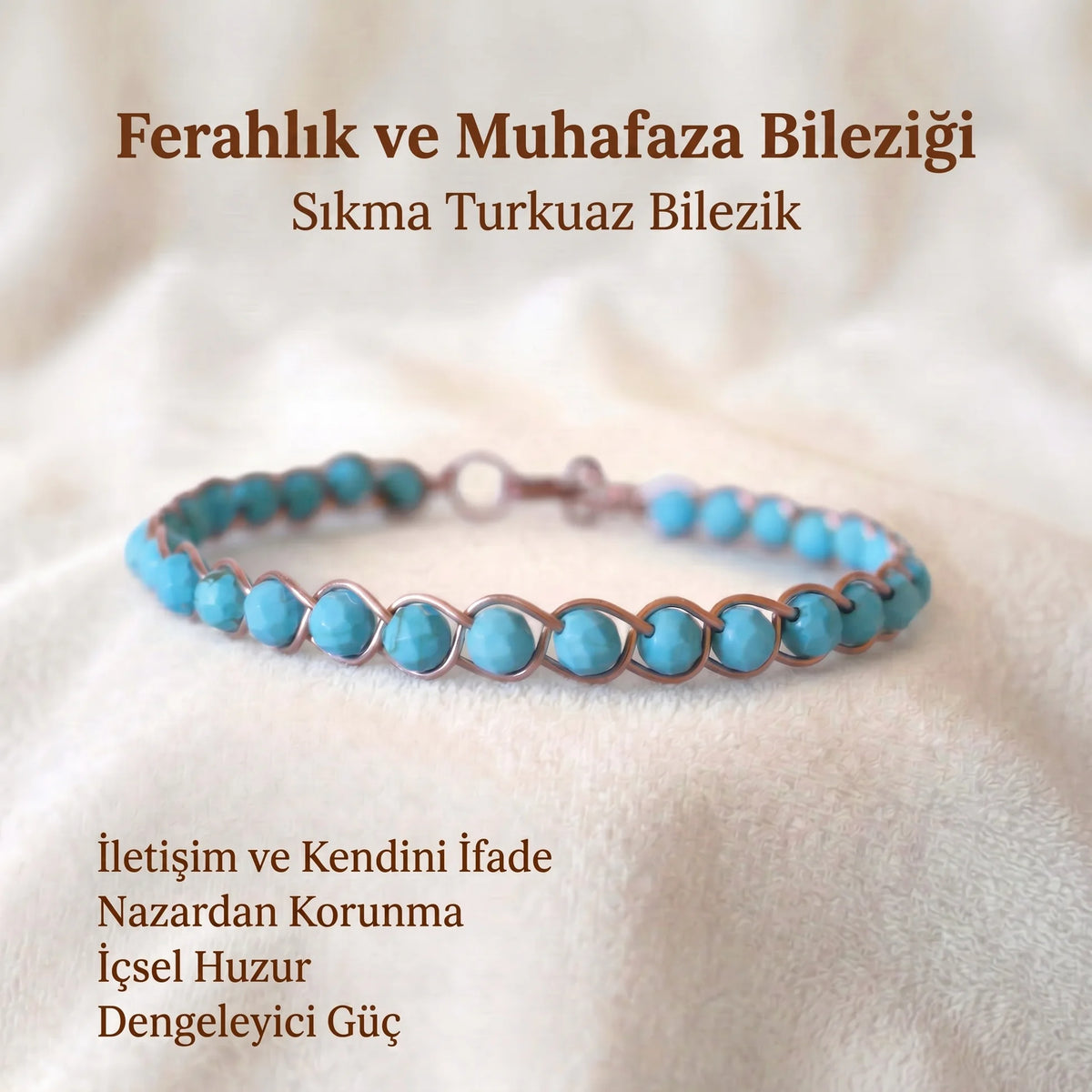 Örgü Model Sıkma Turkuaz Bilezik