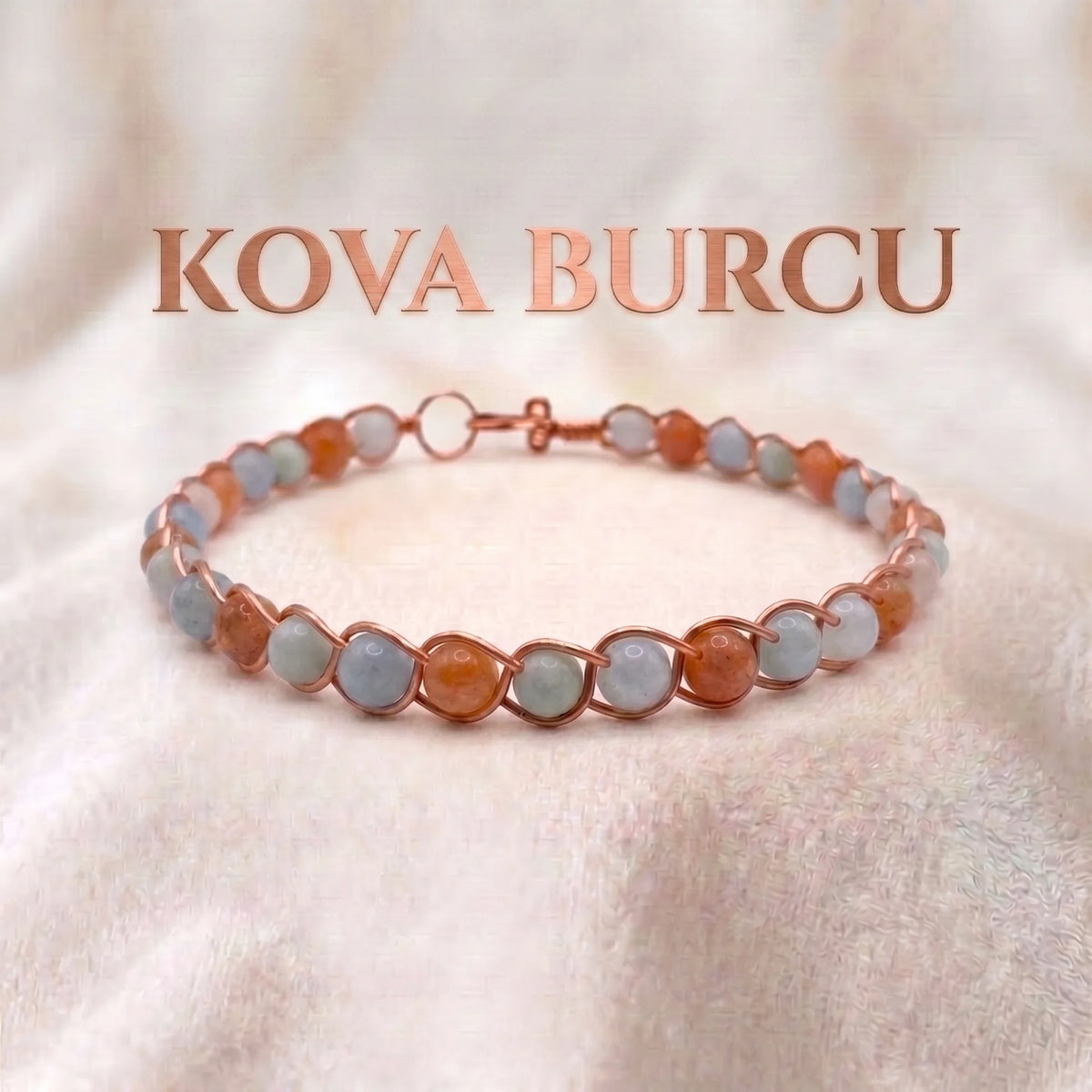 ♒ Saf Bakır Kova Burcu Doğaltaş Bilezik