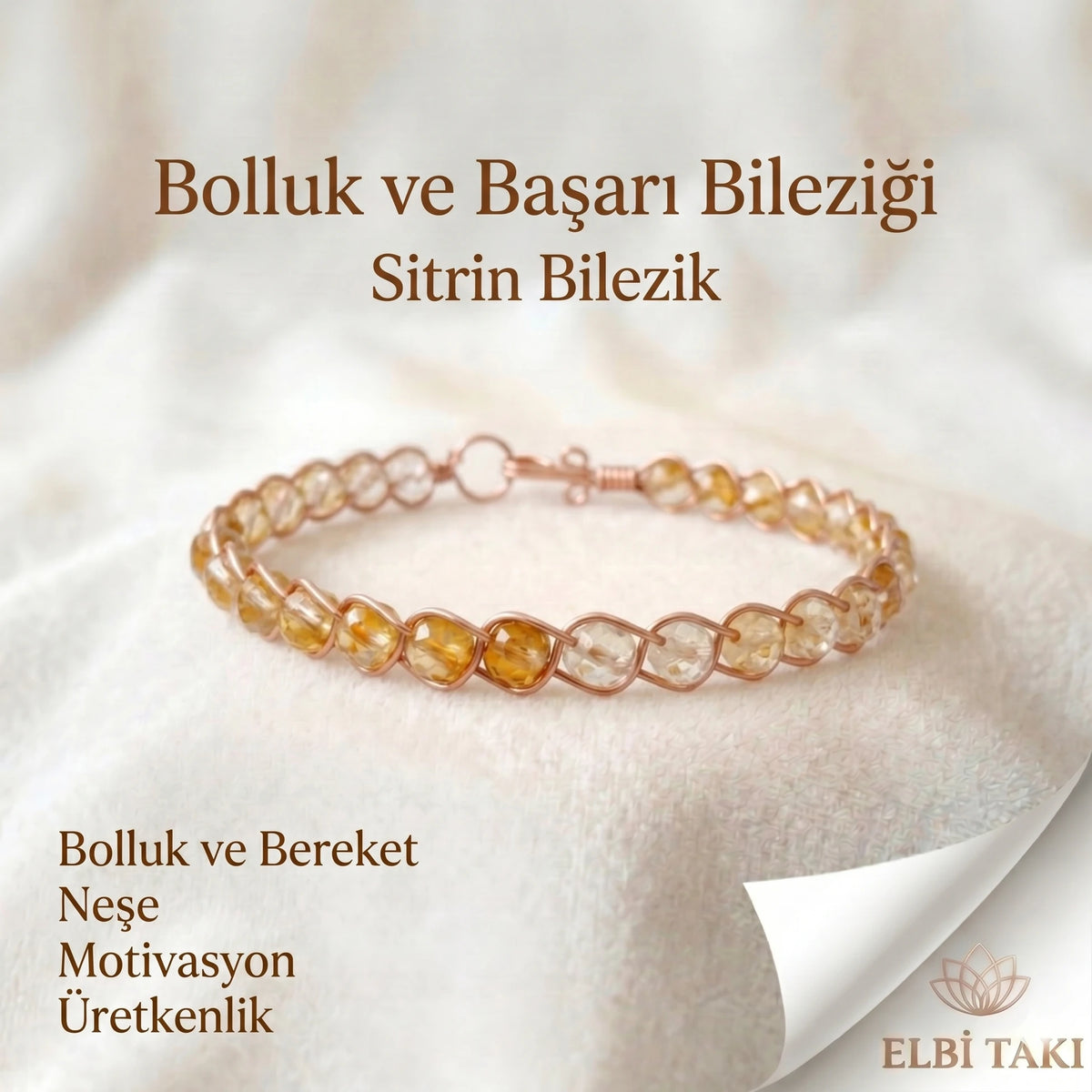Örgü Model Sitrin Küp Bilezik