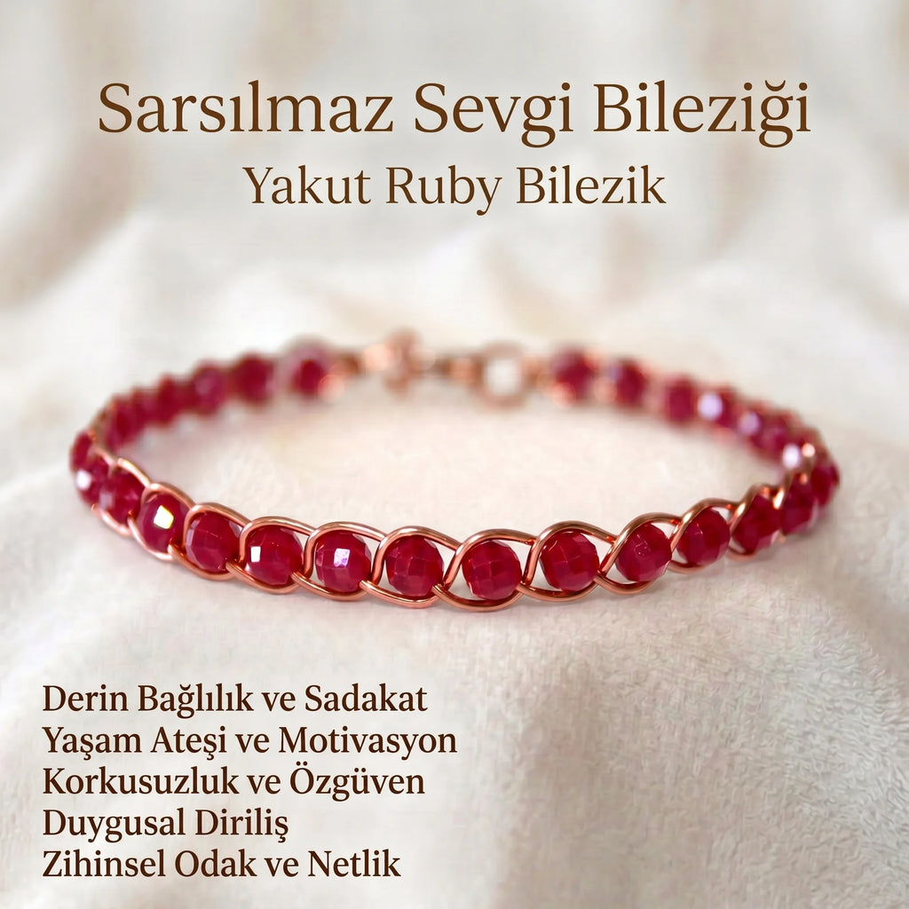 Örgü Model Yakut Ruby Faset Bilezik
