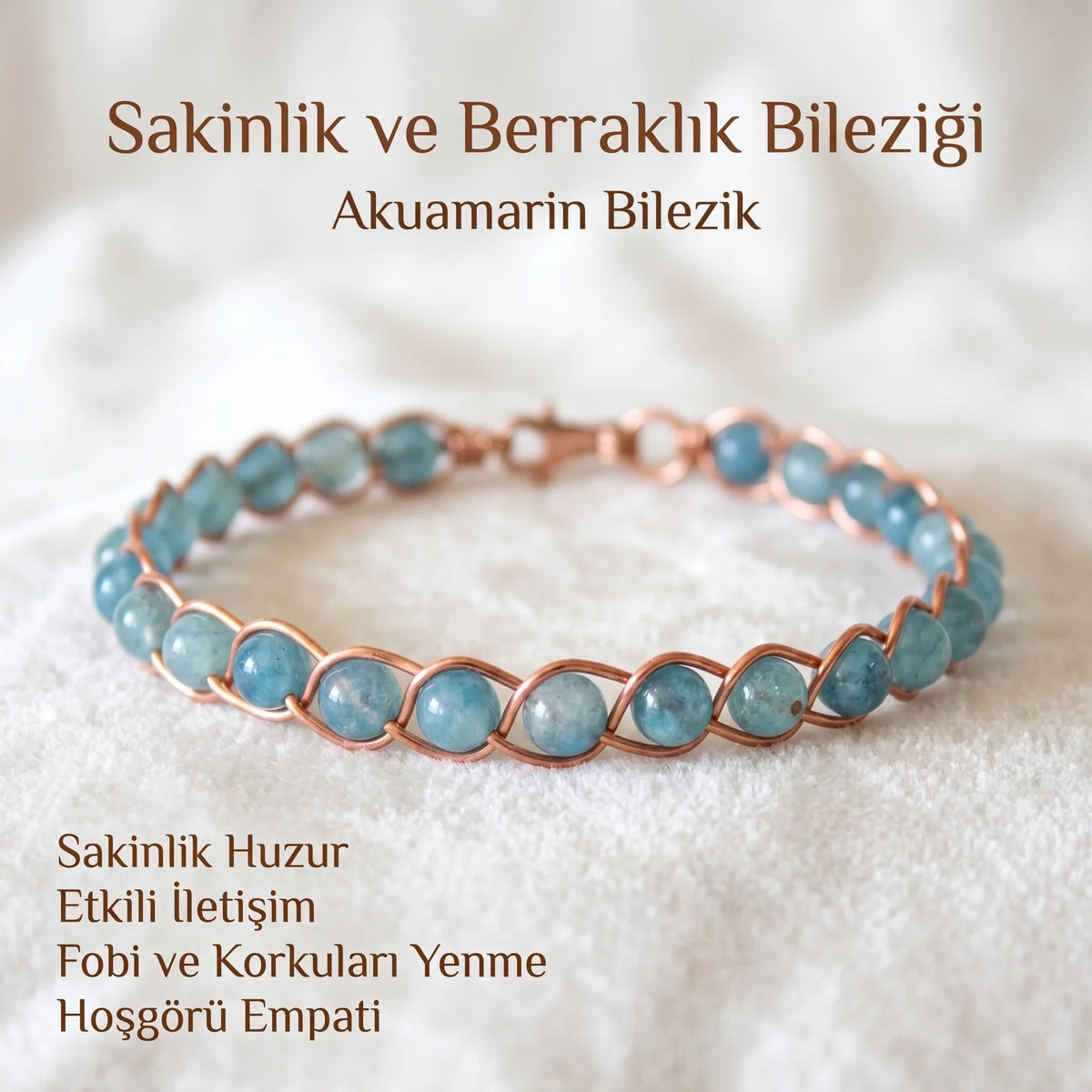 Örgü Model Akuamarin Oval Bilezik