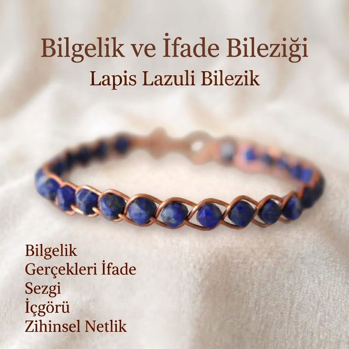 Örgü Model Lapis Lazuli Küp Kesim Bilezik