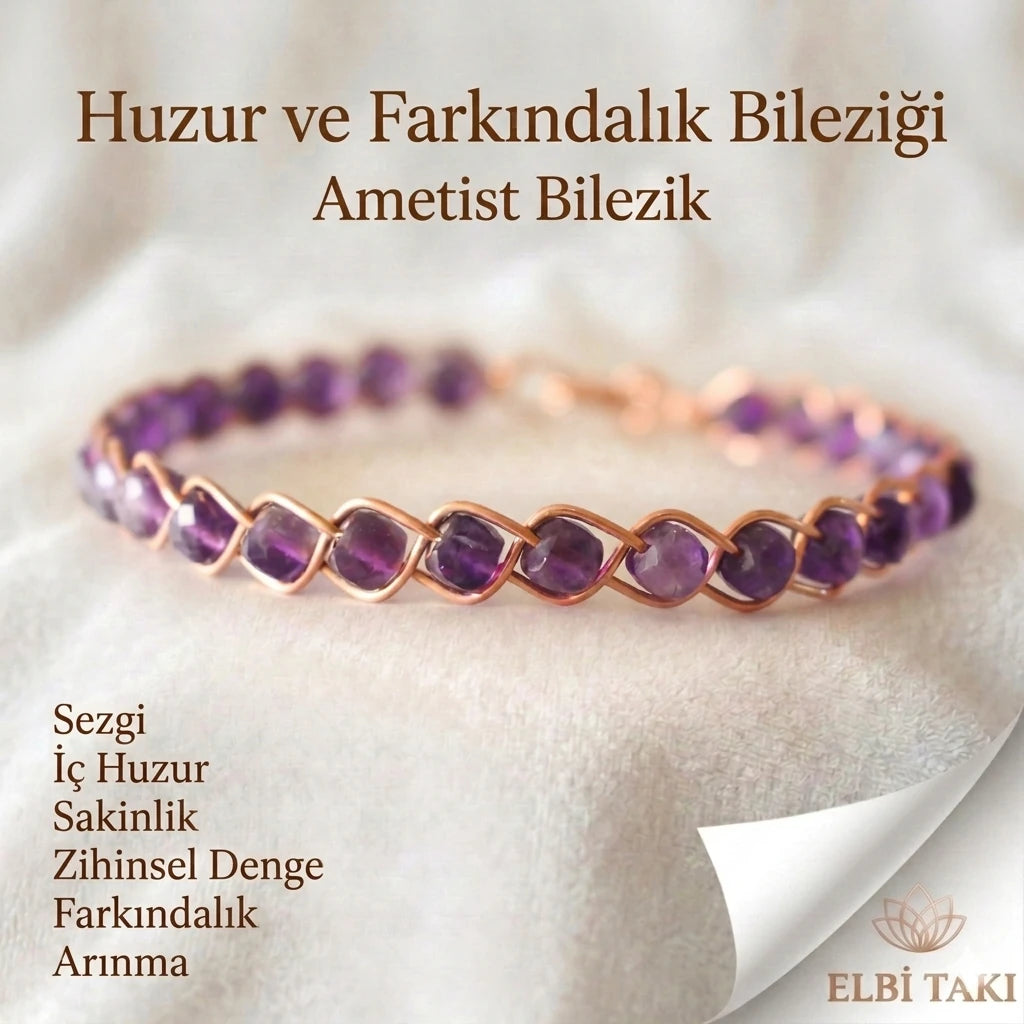 Örgü Model Ametist Küp Bilezik