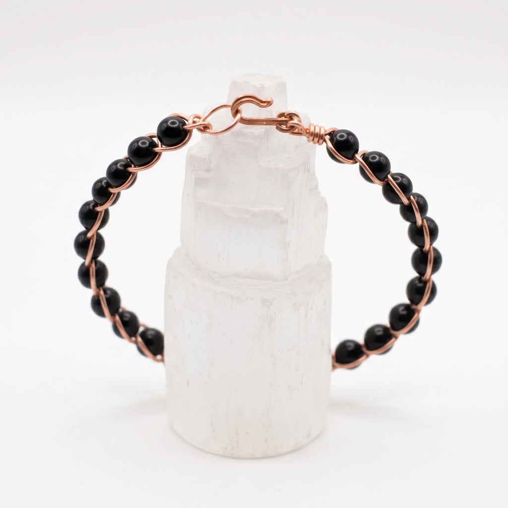 Örgü Model Obsidyen Oval Bilezik