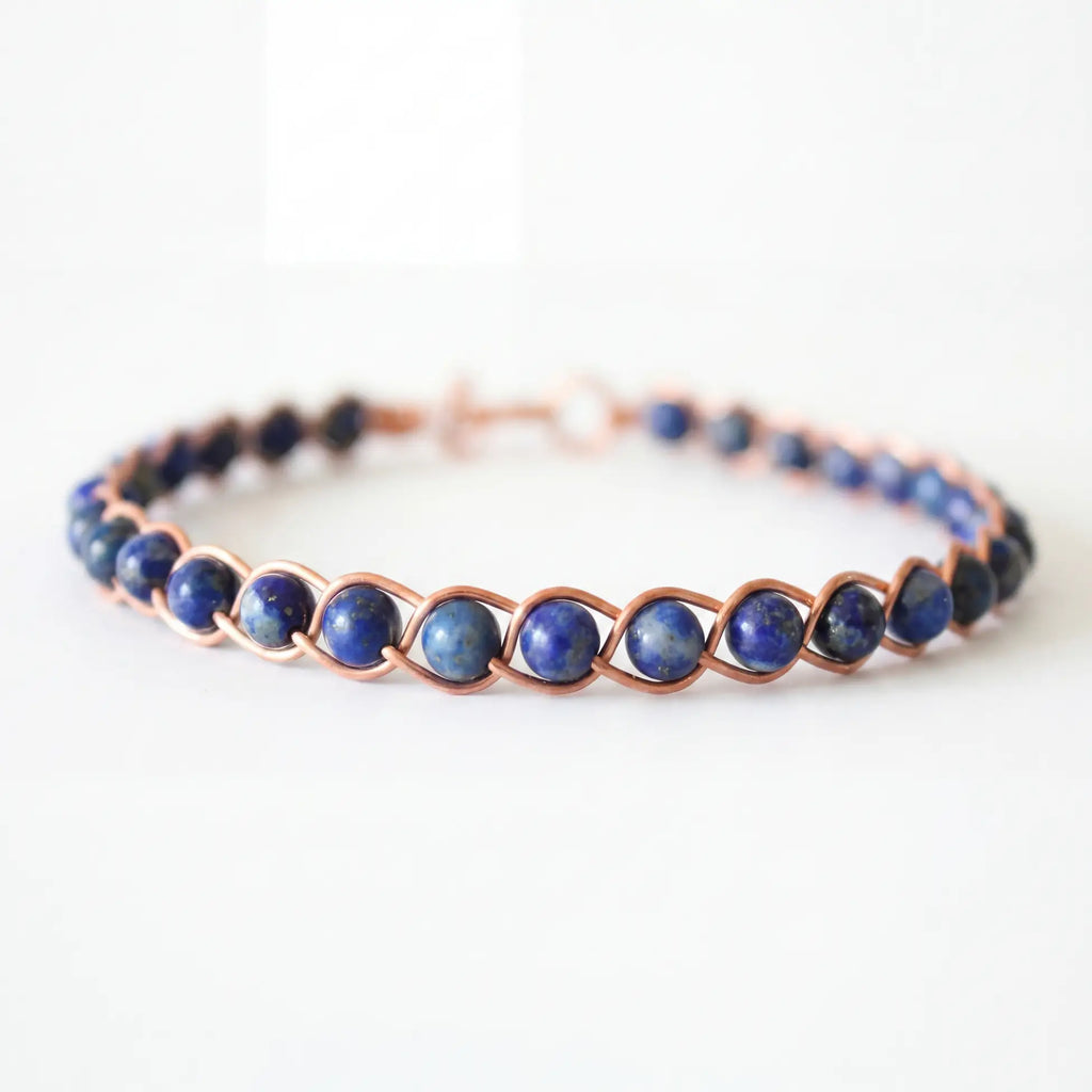 Örgü Model Lapis Lazuli Oval Bilezik