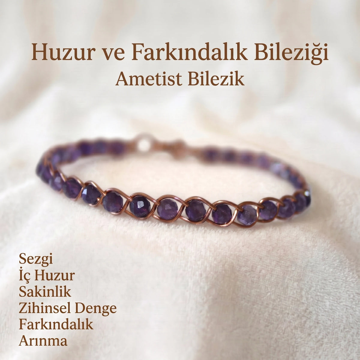 Örgü Model Ametist Faset Bilezik