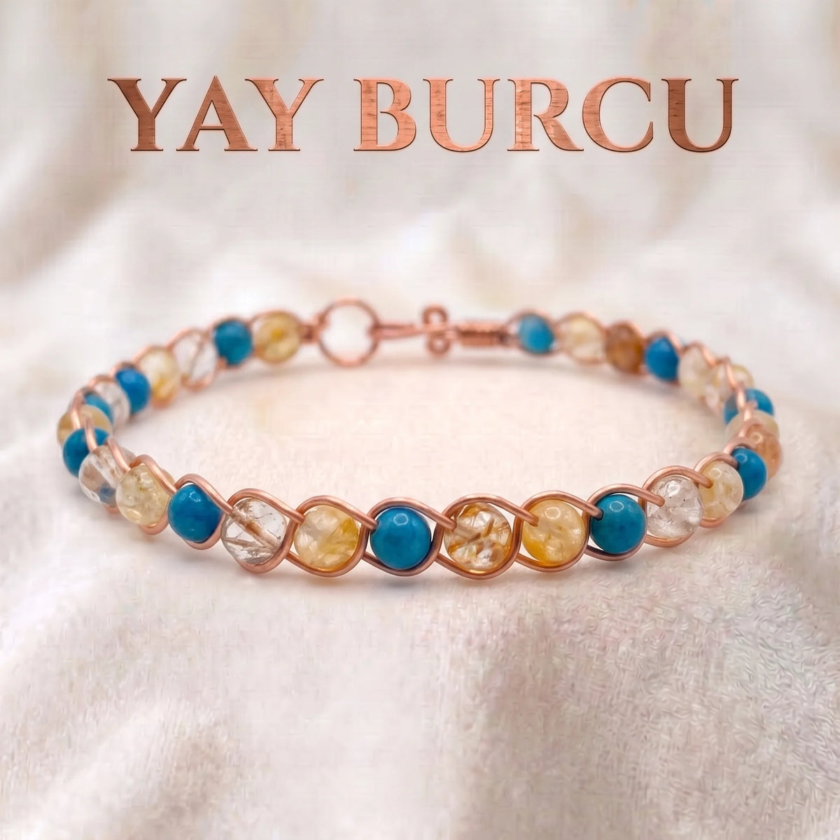 ♐ Saf Bakır Yay Burcu Doğaltaş Bilezik