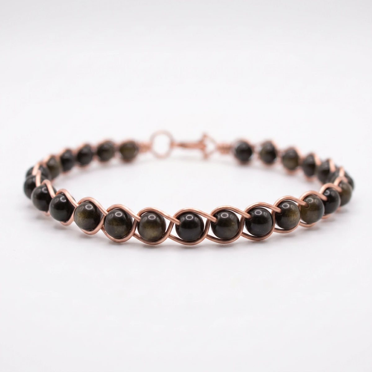 Örgü Model Obsidyen Oval Bilezik