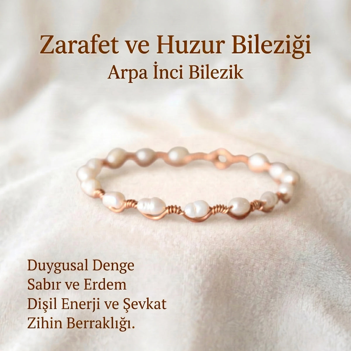 Dalga Model Beyaz Arpa İnci Bilezik