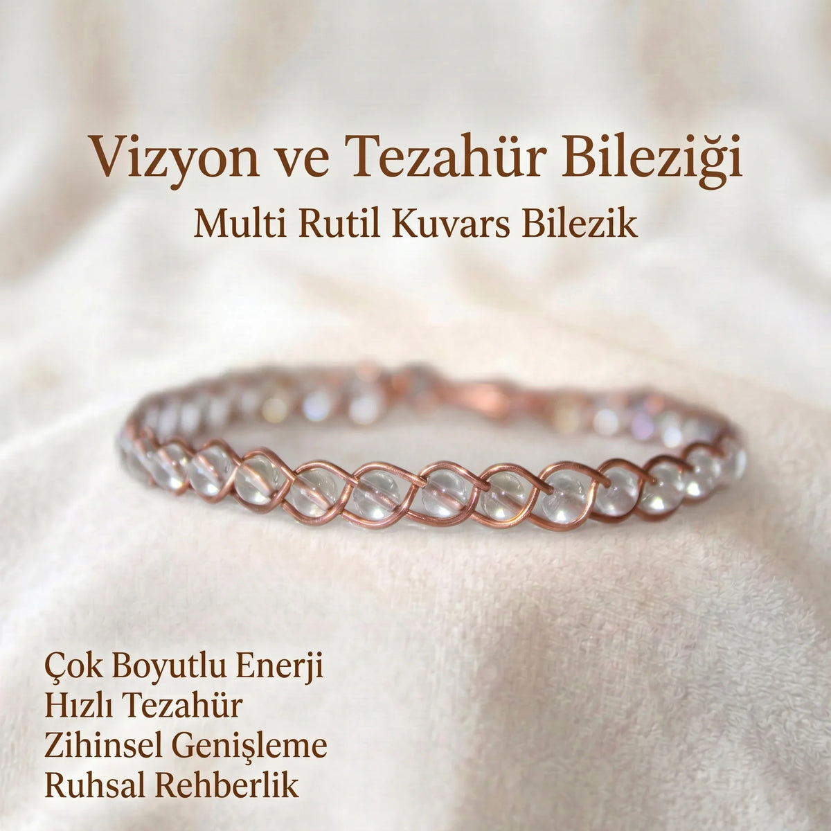 Örgü Model Multi Rutil Kuvars Oval Bilezik