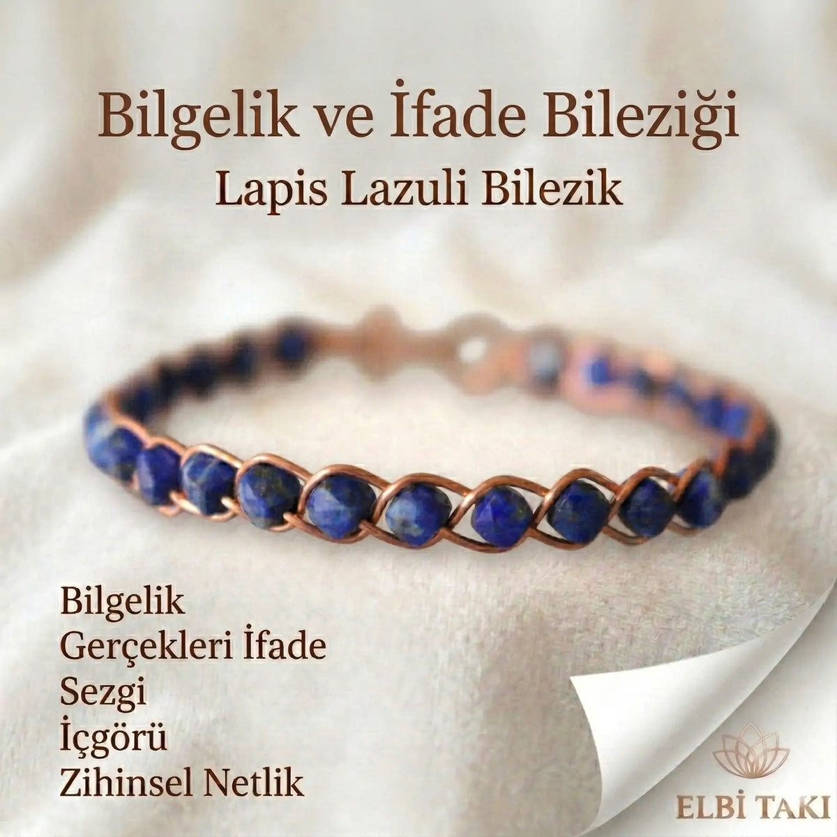 Örgü Model Lapis Lazuli Küp Kesim Bilezik