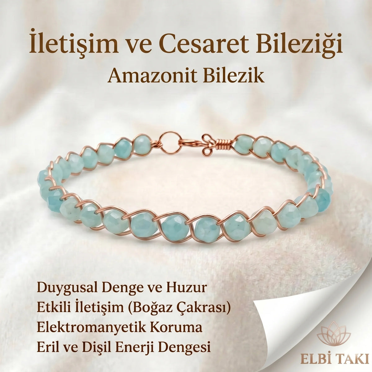 Örgü Model Amazonit Küp Bilezik