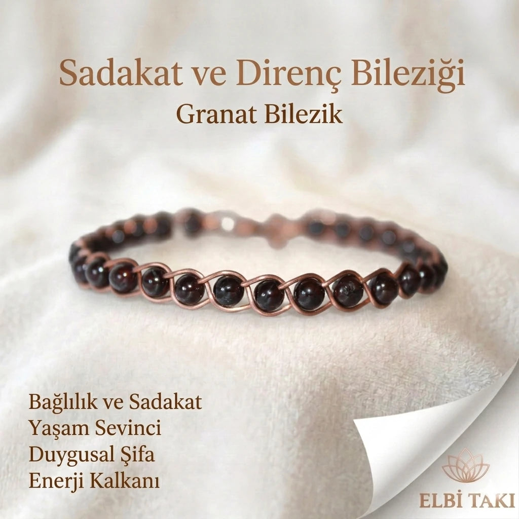 Örgü Model Granat Oval Bilezik