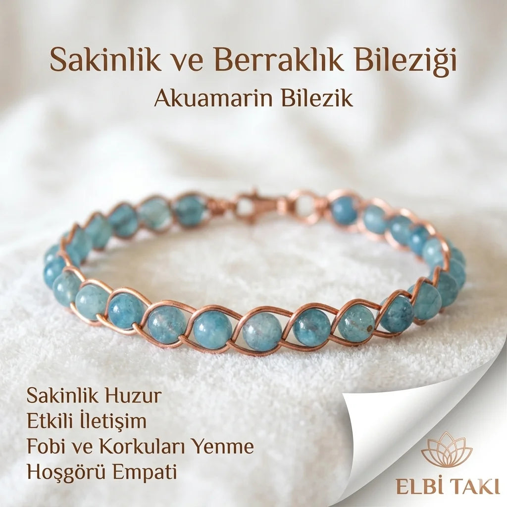 Örgü Model Akuamarin Oval Bilezik