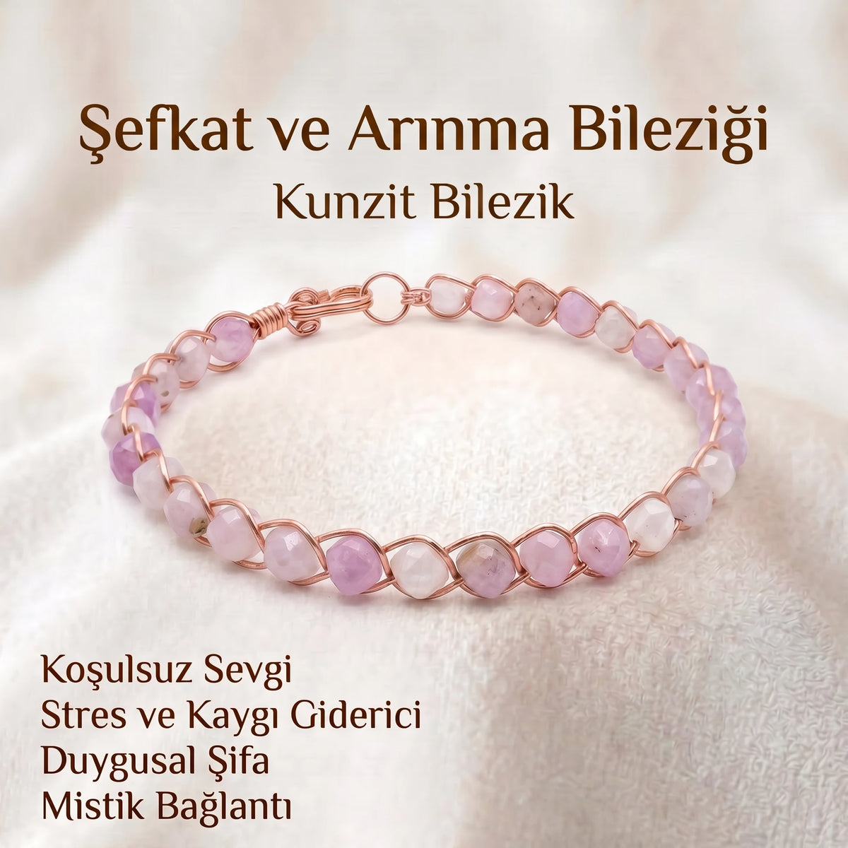 Örgü Model Kunzit Küp Bilezik