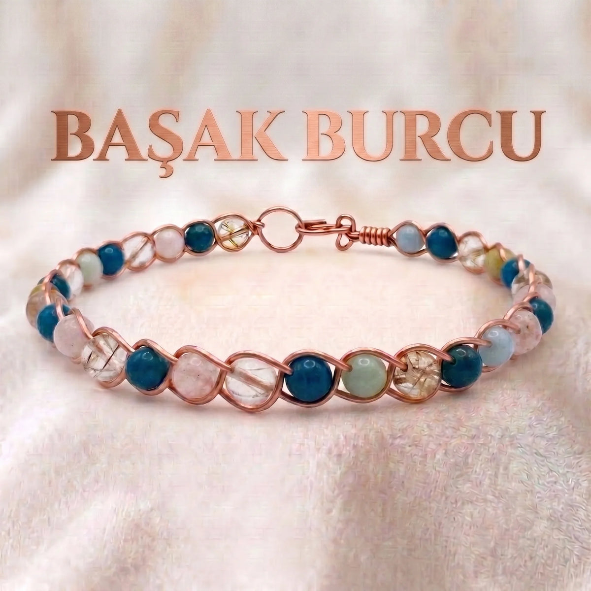 ♍ Saf Bakır Başak Burcu Doğaltaş Bilezik