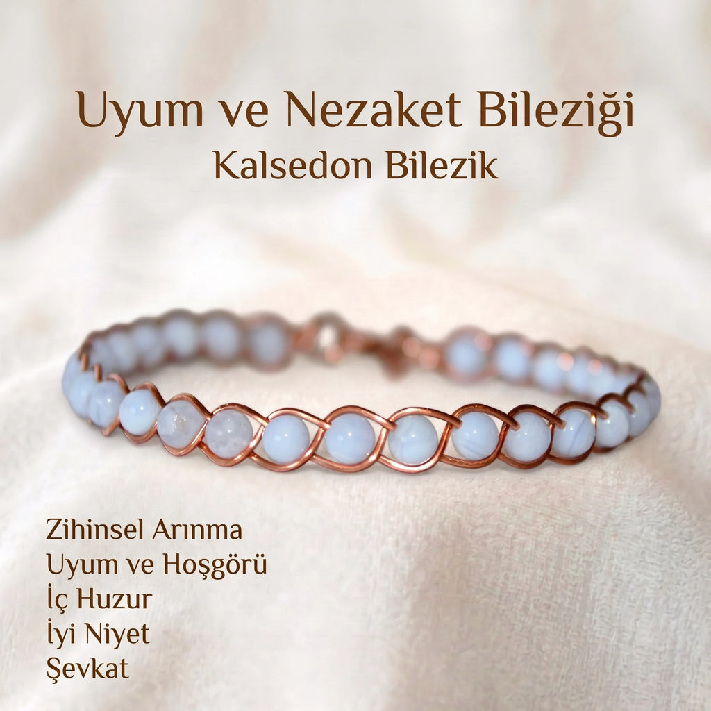 Örgü Model Kalsedon Oval Bilezik