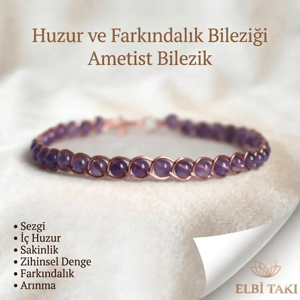Örgü Model Ametist Oval Bilezik