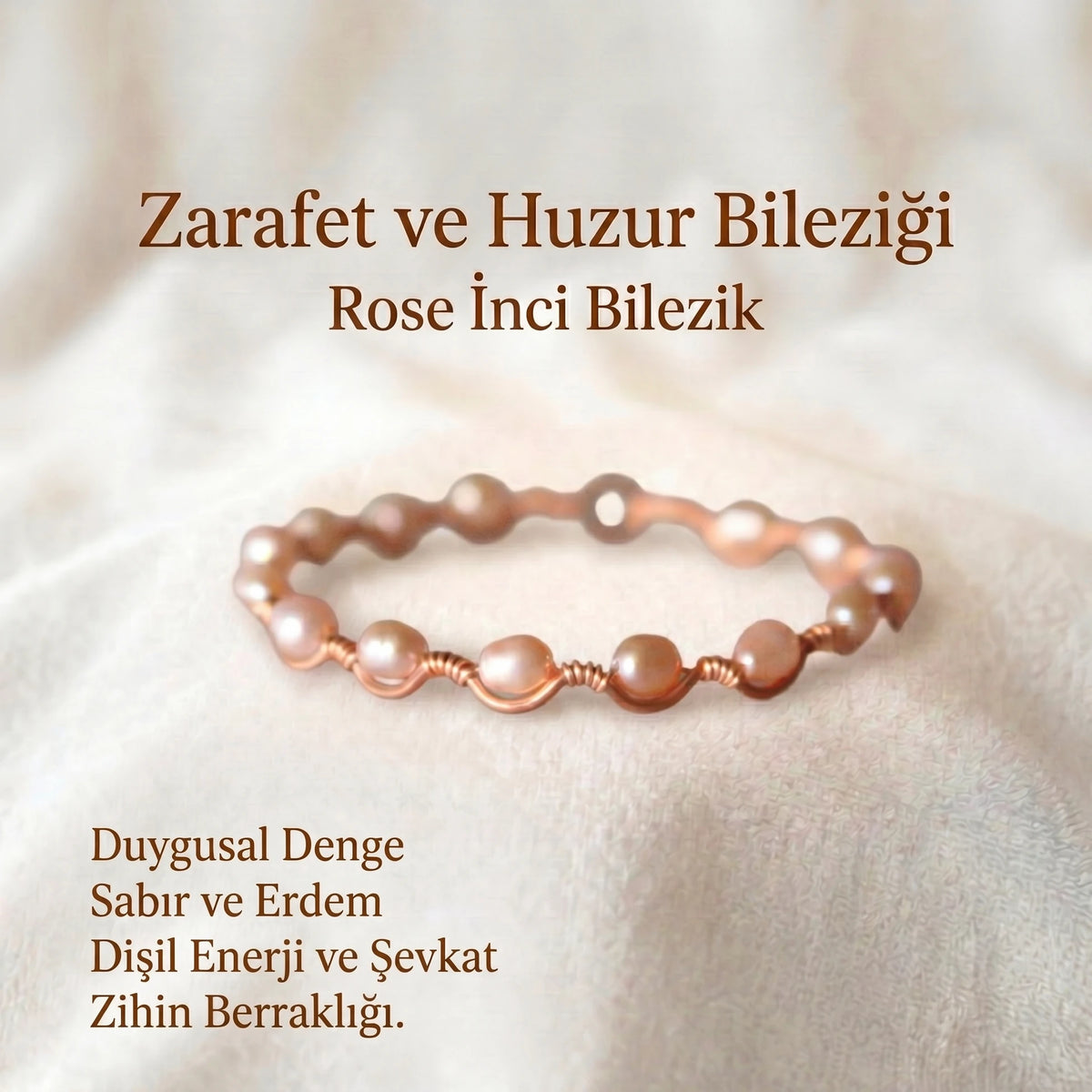 Dalga Model İnci Rose Bilezik