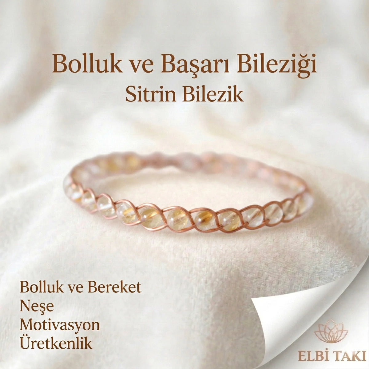 Örgü Model Sitrin Oval Bilezik