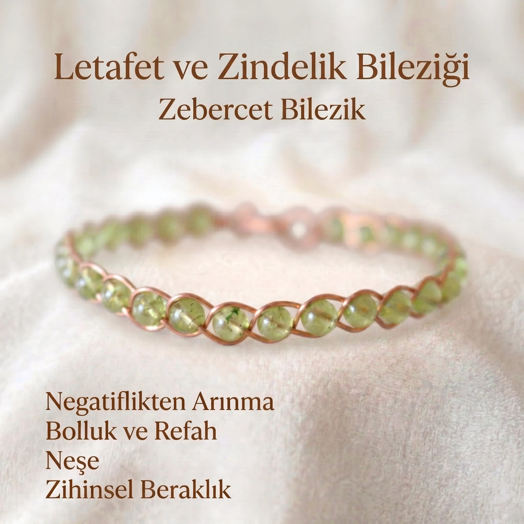 Örgü Model Zebercet (Peridot) Bilezik