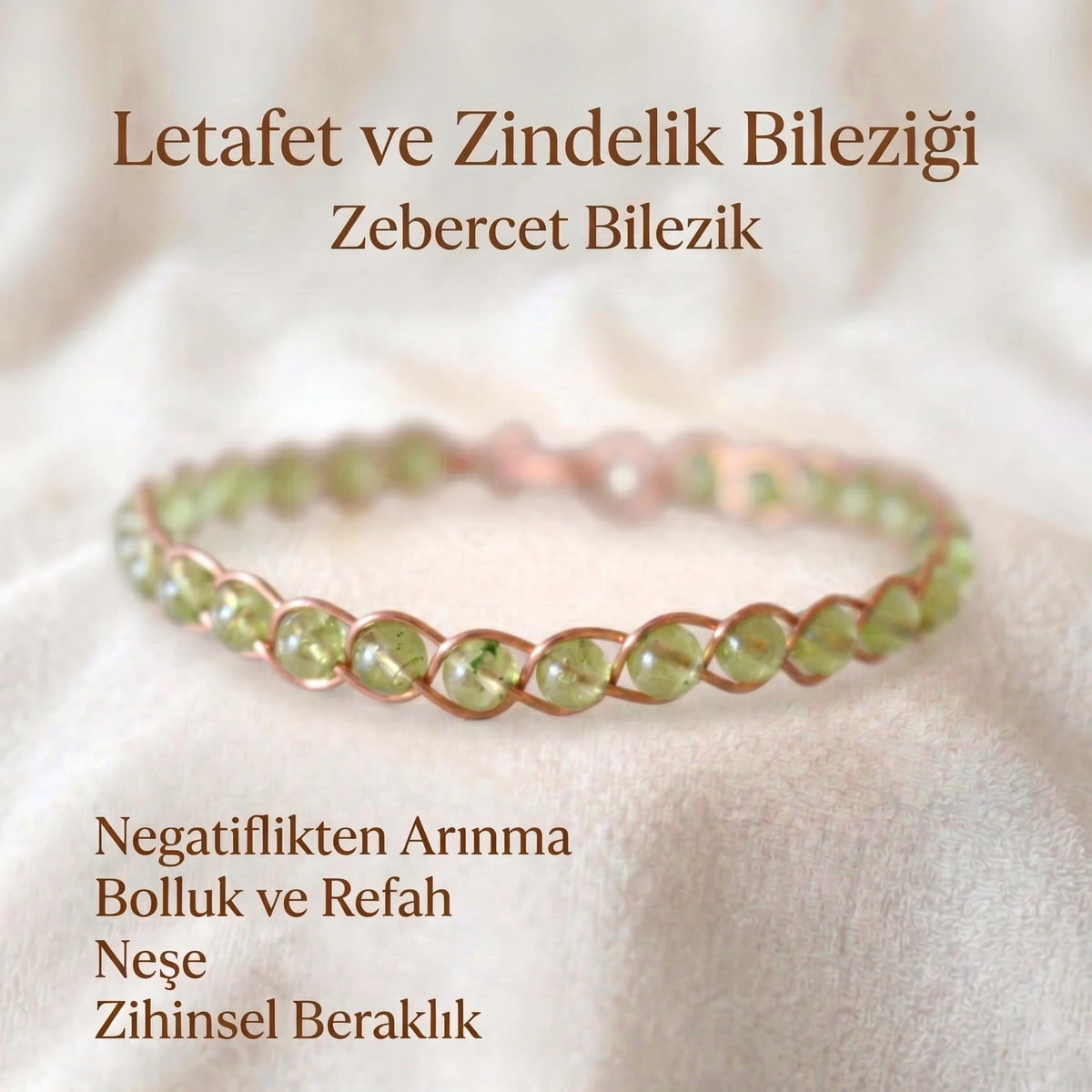 Örgü Model Zebercet (Peridot) Bilezik