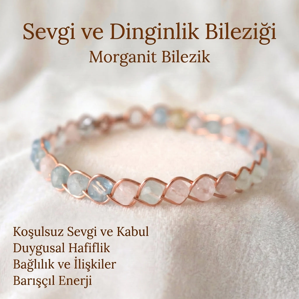 Örgü Model Morganit Küp Kesim Bilezik