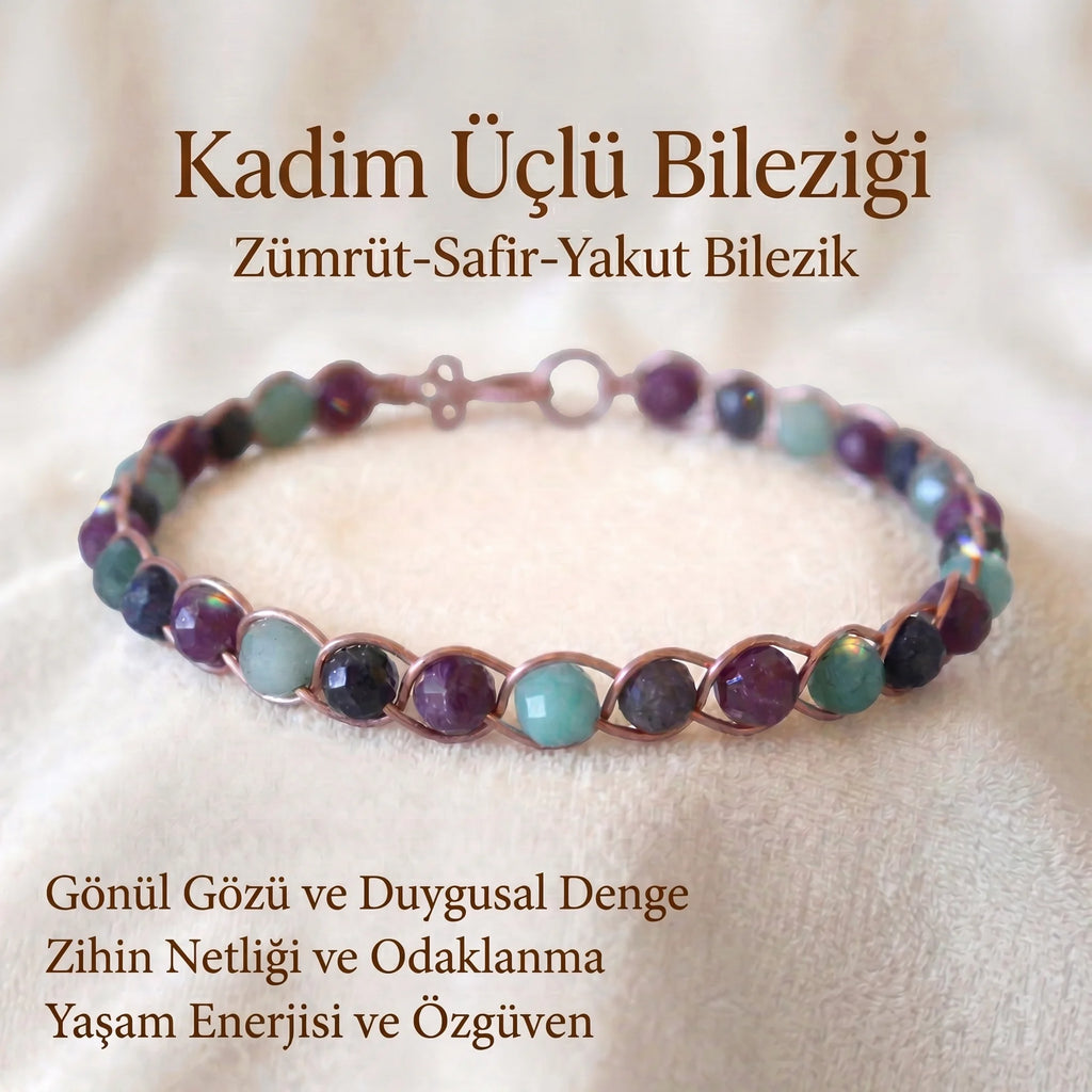 Örgü Model Zümrüt Safir Yakut Bilezik
