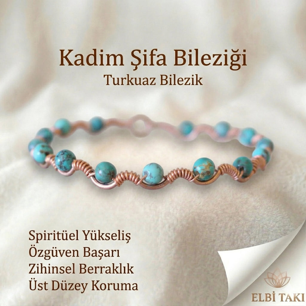 Nişabur Turkuazı & Saf Bakır “Kadim Şifa” El Yapımı Bileklik